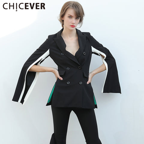 Long Sleeve Split Women's blazer Female Coat Black Double Breasted Loose Costumes For Women Autumn Basic Coats Fashion