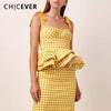 CHICEVER Print Elegant Vest For Women Sling Bowknot Square Sleeveless Ruffle Hem Patchwork Kawaii Vests Female 2022 Fashion Tide