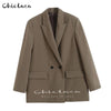 CHICLAZA Women 2023 Spring Autumn Black Office Blazers Jackets Ladies Csual Solid Button Suit Coat Female Tops