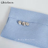 CHICLAZA Women 2023 Spring Autumn Chic Button Double-Breasted Blazer Jacket Female Office Ladies Blue Suit Coat