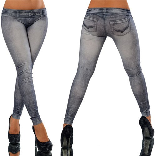 Big Size Vintage Denim Leggings Jeans For Women Slim Pants With 2 Colors High Elastic Retro Leggins Jeggings Trousers