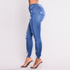 CHRLEISURE High Waist Jeans For Women Slim Stretch Holes Denim Jean Bodycon Skinny Push Up Jeans Woman Ripped Women's Jeans
