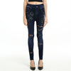 Women Leopard Flower Printed Hollow Jeans Leggings Soft High Elastic Seamless Pants Trousers Denim Leggings Jeggings