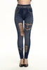 Women Leopard Flower Printed Hollow Jeans Leggings Soft High Elastic Seamless Pants Trousers Denim Leggings Jeggings