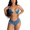 CHRONSTYLE Sexy Jean Summer 2 Piece Denim Off Shoulder Bra Crop Tops Biker Shorts Outfits Women Summer Clubwear Tracksuits 2023