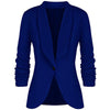 Office Lady Blazers Coat Solid Long Sleeves Cardigan Button Casual Suit Navy Blue Draped Slim Cotton Women Blazer Jacket