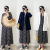 CL small daisy floral dress with thin temperament round neck half placket Lantern Sleeve big a swing long skirt