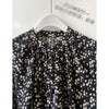 CL small daisy floral dress with thin temperament round neck half placket Lantern Sleeve big a swing long skirt