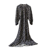 CL small daisy floral dress with thin temperament round neck half placket Lantern Sleeve big a swing long skirt