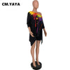 CM.YAYA Summer Loose Sets Women Three Quarter Sleeve Skew Collar Long T-shirts Sheath Elastic Short Pants 2 Piece Set Streetwear