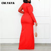 CM.YAYA Women Mesh Long Sleeve Patchwork High Side Split Bodycon Midi Maxi Long Dress Summer Spring Sexy Night Party Club 2023