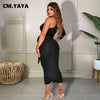CM.YAYA Women One Shoulder One Long Sleeve Ruched with Sashes Bodycon Midi Dress Sexy Night Party Dresses for Winter Spring