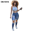 CM.YAYA Women Pants High Waist Long Slim Hole Jeans Denim Pencil Pants Ripped Trousers Streetwear Autumn 2022
