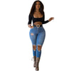 CM.YAYA Women Pants High Waist Long Slim Hole Jeans Denim Pencil Pants Ripped Trousers Streetwear Autumn 2022