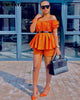 CM.YAYA Women Set Print Short Sleeve Slash Neck Loose Top Stretchy Shorts Two 2 Piece Set Tracksuit Summer Outfit Without Sashes