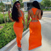 CM.YAYA Women Streetwear Casual Tank O-neck Lace Up Open Back Slim Maxi Dress Sleeveless Solid Long Dresses Vestidos