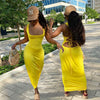 CM.YAYA Women Streetwear Casual Tank O-neck Lace Up Open Back Slim Maxi Dress Sleeveless Solid Long Dresses Vestidos