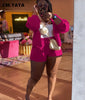 CM.YAYA Women Two 2 Piece Set Button Up Tops and Shorts Matching Set Outfits Elegant Classic Solid Autumn Tracksuit Sweatsuit