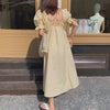 CMAZ 2022 Summer Casual Short Puff Sleeve Sweet Long Woman Backless Loose Streetwear Solid Color Dress 5339#