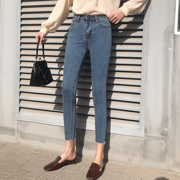 CMAZ 2022 Vintage High Waist Slim Straight Pants for Women Streetwear Bodycon Female Denim Jeans Buttons Zipper Ladies trouser