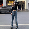 CMAZ 2022 Vintage High Waist Straight Pants for Women Streetwear Loose Female Denim Jeans Buttons Zipper Ladies trouser