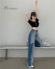 CMAZ 2022 Vintage High Waist Straight Pants for Women Streetwear Loose Female Denim Jeans Buttons Zipper Ladies trouser