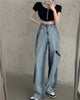 CMAZ 2022 Vintage High Waist Straight Pants for Women Streetwear Loose Female Denim Jeans Buttons Zipper Ladies trouser