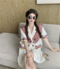 CMAZ 2022 summer dress for women white short sleeve double-breasted midi design  dress 3362#