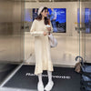 CMAZ Winter Women Sweater Dresses Sweety Solid Loose Round Neck Mid Long Knit Pullover Sweater Dresses MX19D5916
