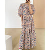 CMAZ Women Floral Dress Summer Korean Puff Sleeve High Waist Loose Maxi Dresses Elastic Waist Beach Boho Dress Female Vestidos