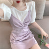 CMAZ dress for women 2022 summer hubble-bubble sleeve shirt two pieces women midi dress 5071#