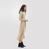 CMAZ turtleneck Knitted Sweater Women Dress Casual Midi Dress Long Sleeve with belt Bodycon Knee A-Line Dress MX18D5716