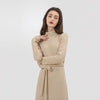 CMAZ turtleneck Knitted Sweater Women Dress Casual Midi Dress Long Sleeve with belt Bodycon Knee A-Line Dress MX18D5716
