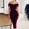 CNYISHE 2022 Velvet Off the Shoulder Party Dress Women Sexy Slim Bodycon Slash Neck Dress Women Velvet Dresses Vestidos