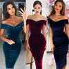 CNYISHE 2022 Velvet Off the Shoulder Party Dress Women Sexy Slim Bodycon Slash Neck Dress Women Velvet Dresses Vestidos