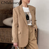 CNlalaxury 2023 Chic Solid Color Women Casual Blazer Jacket Office Lady Pockets Work Suit Coat Ladies Business Blazers Outerwear