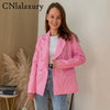 CNlalaxury2023Spring Women Vintage Houndstooth Blazer Elegant Office Lady Double Breasted Lapel Long sleeves Suits Outwear Tops