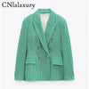 CNlalaxury2023Spring Women Vintage Houndstooth Blazer Elegant Office Lady Double Breasted Lapel Long sleeves Suits Outwear Tops
