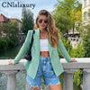 CNlalaxury2023Spring Women Vintage Houndstooth Blazer Elegant Office Lady Double Breasted Lapel Long sleeves Suits Outwear Tops