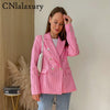 CNlalaxury2023Spring Women Vintage Houndstooth Blazer Elegant Office Lady Double Breasted Lapel Long sleeves Suits Outwear Tops