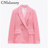 CNlalaxury2023Spring Women Vintage Houndstooth Blazer Elegant Office Lady Double Breasted Lapel Long sleeves Suits Outwear Tops
