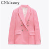 CNlalaxury2023Spring Women Vintage Houndstooth Blazer Elegant Office Lady Double Breasted Lapel Long sleeves Suits Outwear Tops