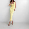 COKAGO Sexy V-neck Summer Women Dress 2023 Yellow Knitted Maxi Dress Casual Long Sundress Elegant Sleeveless Vestidos