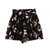 Bow Tie Belt Waist Flower Print Shorts Women Black Elastic Waist Lace Up Loose Botto 2022 Mid Waist Casual Shorts