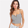 Button Front Stripped Cami Top 2022 New Summer Spaghetti Strap Slim Fit Women Top Stretchy Crop Camisole