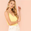 Crisscross Solid Cami Tank Top 2022 Summer Yellow Casual Top Spaghetti Strap Vest Female Plain Top Tees