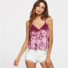 Crushed Velvet Cami Top 2022 New Arrival Purple V Neck Party Plain Women Top Summer Spaghetti Strap Crop Camisole