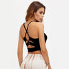 Cut Out Black Crop Cami Top Holiday Camisole Women Cross Back Sleeveless Summer Tops 2022 New Sexy Slim Casual Camisole