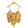 Floral Print Spaghetti Strap Crop Top Women Random Split Tie Back Bow Cami Top Vest 2022 Summer Beach Casual Vest