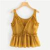 Frill Embellished Chiffon Ruffle Tank Top 2022 New Summer Yellow V Neck Sexy Cami Vacation Straps Women Top Clothing